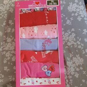 Girls' Pink & Red Heart Hipster Panties - 7 Pack. New With Tags.